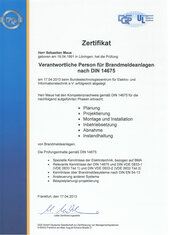 Verantwortliche Person für Brandmeldeanlagen nach DIN 14675