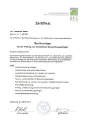 Sachkundiger für die Prüfung von künstlichen Beleuchtungsanlagen