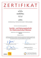 Sanitär und Heizungstechniker für Elektrotechniker-Meister